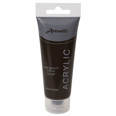 Artvalli Artists Acrylic Paint - Burnt Umber 75ml Tube (Water Based & Non Toxic)