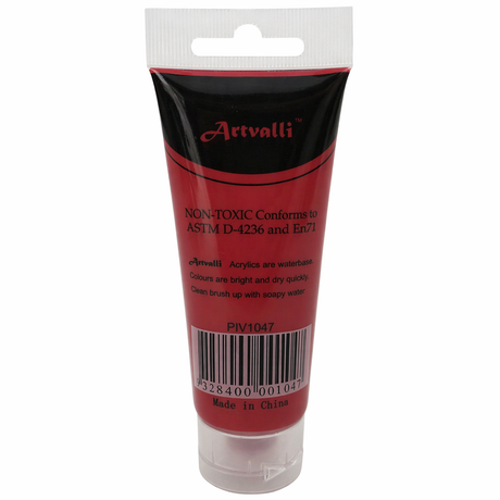 3x Artvalli Artists Acrylic Paint Bulk Pack - Carmine Red 75ml Tube (Water Based & Non Toxic)