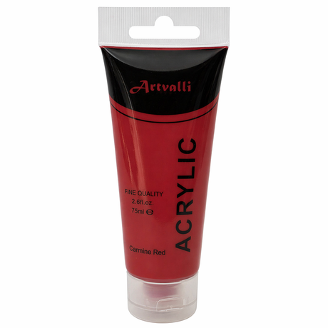 Artvalli Artists Acrylic Paint - Carmine Red 75ml Tube (Water Based & Non Toxic)