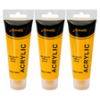 3x Artvalli Artists Acrylic Paint Bulk Pack - Medium Yellow 75ml Tube (Water Based & Non Toxic)