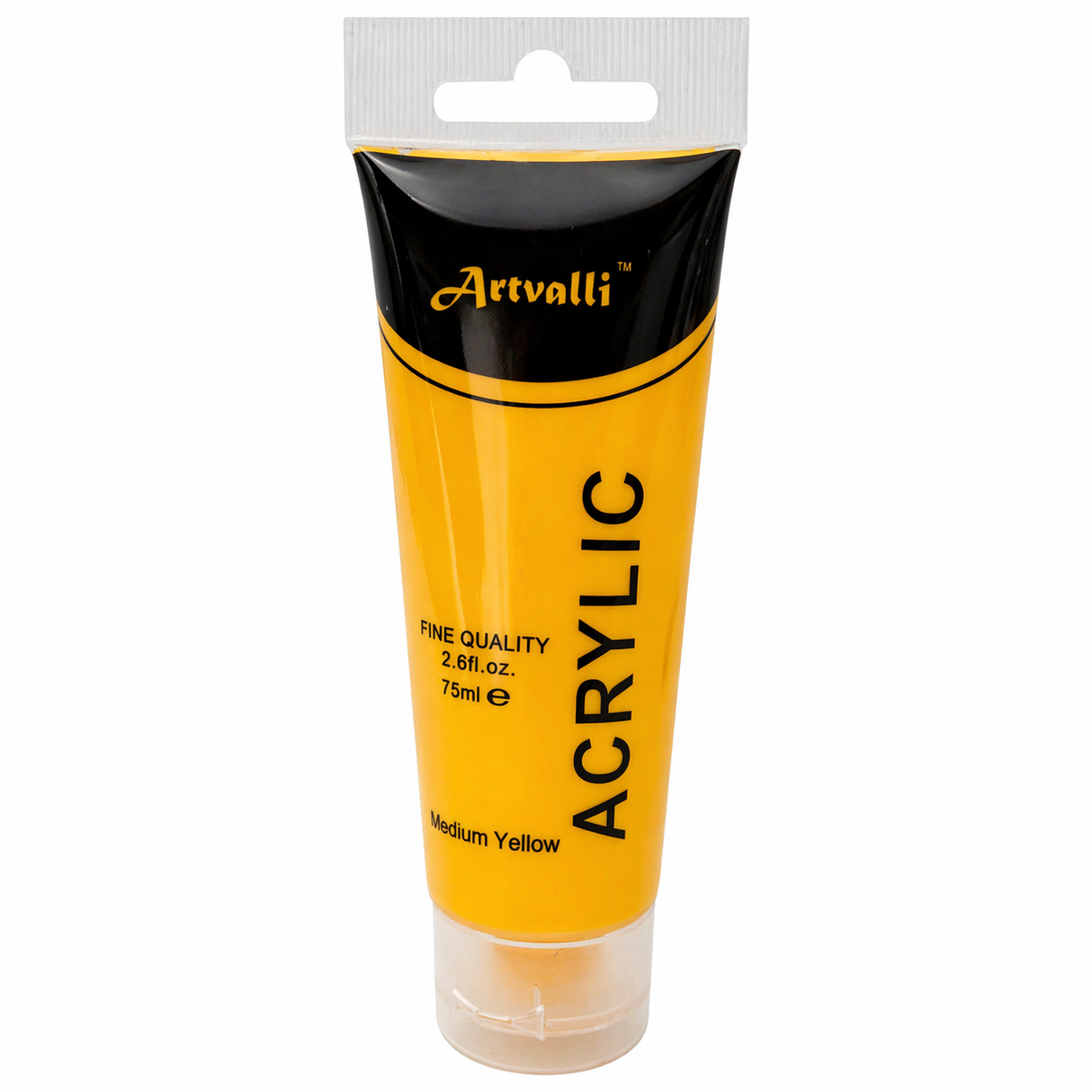 Artvalli Artists Acrylic Paint - Medium Yellow 75ml Tube (Water Based & Non Toxic)