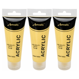3x Artvalli Artists Acrylic Paint Bulk Pack - Naples Yellow 75ml Tube (Water Based & Non Toxic)
