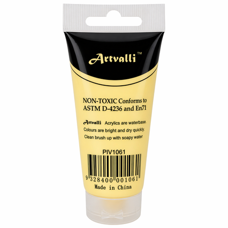 Artvalli Artists Acrylic Paint - Naples Yellow 75ml Tube (Water Based & Non Toxic)