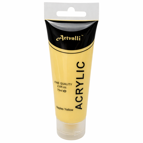 3x Artvalli Artists Acrylic Paint Bulk Pack - Naples Yellow 75ml Tube (Water Based & Non Toxic)