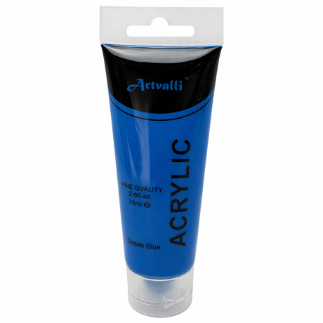 3x Artvalli Artists Acrylic Paint Bulk Pack - Ocean Blue 75ml Tube (Water Based & Non Toxic)