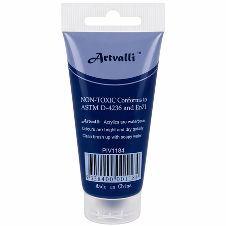 Artvalli Artists Acrylic Paint - Phthalo Blue 75ml Tube (Water Based & Non Toxic)