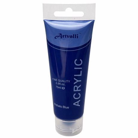 Artvalli Artists Acrylic Paint - Phthalo Blue 75ml Tube (Water Based & Non Toxic)