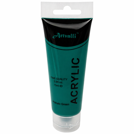 Artvalli Artists Acrylic Paint - Phthalo Green 75ml Tube (Water Based & Non Toxic)