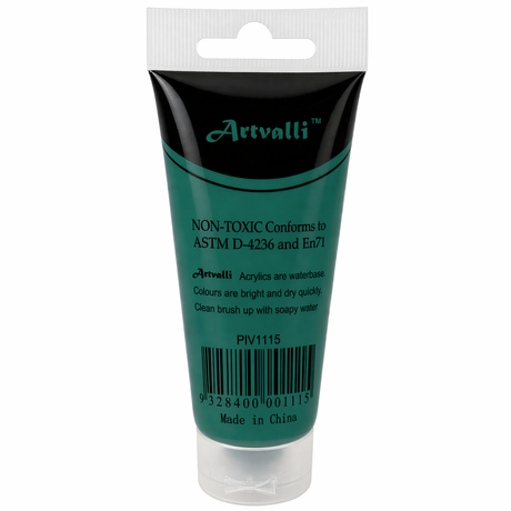 Artvalli Artists Acrylic Paint - Phthalo Green 75ml Tube (Water Based & Non Toxic)