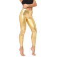 Adult Metallic Leggings Shiny Neon Stretch Dance Costume Fancy Dress Pants in Gold - S/M
