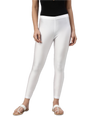 Adult Metallic Leggings Shiny Neon Stretch Dance Costume Fancy Dress Pants in White - S/M
