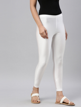 Adult Metallic Leggings Shiny Neon Stretch Dance Costume Fancy Dress Pants in White