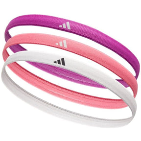 Adidas 3pc Non-Slip Silicone Hairbands - Purple/White/Pink (Gym/Training Headbands)