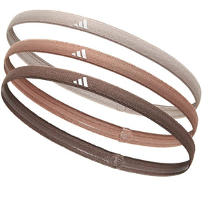 Adidas 3pk Hairbands Headbands Non-Slip Silicone One Size in Taupe Clay Earth Strata