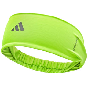 Adidas Sports Hairband Headband Wide Fit Aeroready Reflective Logo One Size in Lucid Lemon
