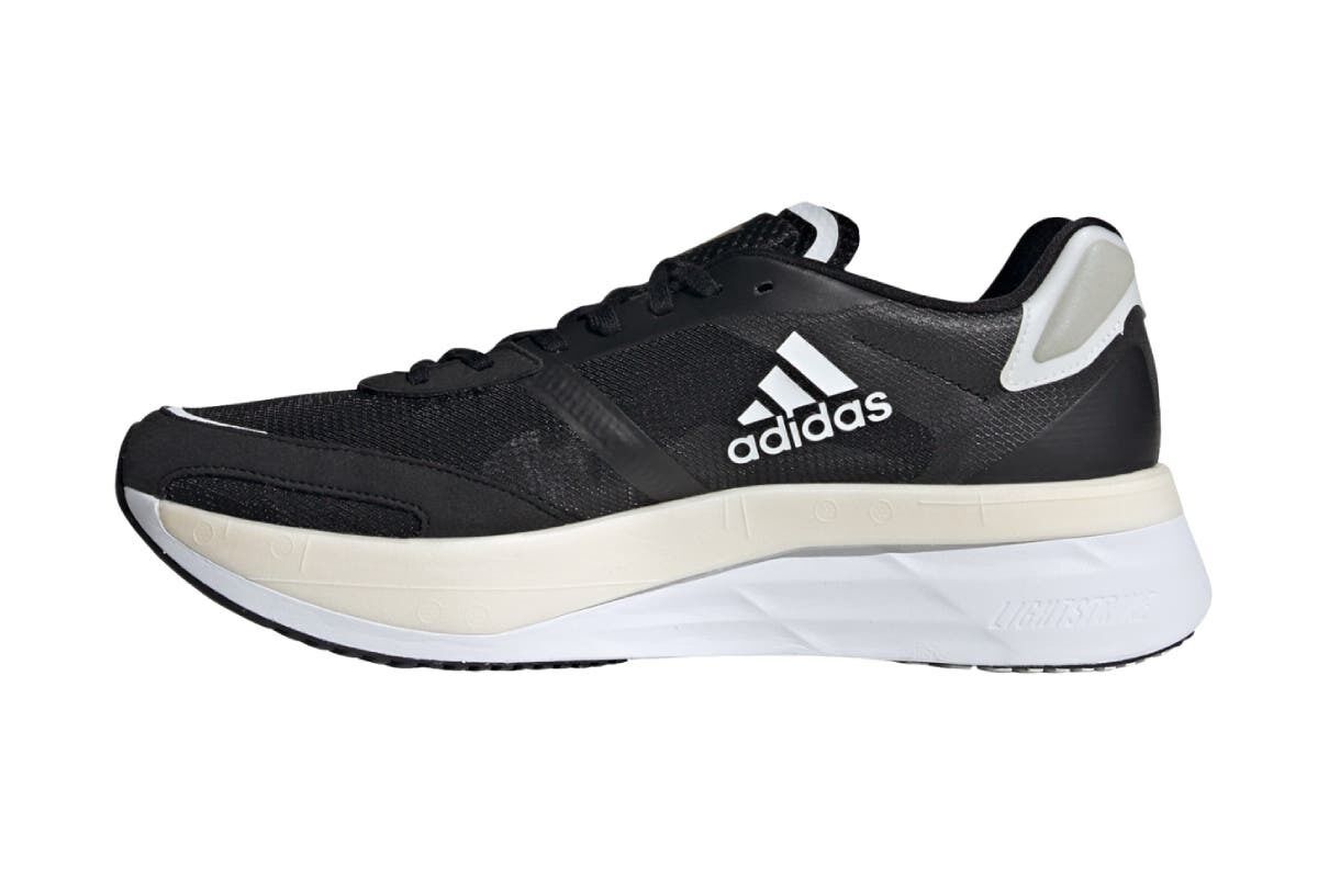 Adidas Mens Adizero Boston 10 Running Shoes - Black/White/Gold (Athletic Sneakers)
