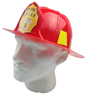 FIREMAN HAT Firemans Helmet Costume Dress Up Party Red Plastic Halloween Cap