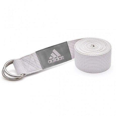 Adidas Premium Yoga Strap 2.5m Long Adjustable Belt Pilates Stretching Poses - Chalk White