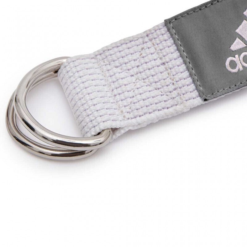 Adidas Premium Yoga Strap 2.5m Long Adjustable Belt Pilates Stretching Poses - Chalk White