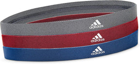 Adidas 3pc Sports Headband Set - Grey/Blue/Burgundy (Gym/Training Hairbands)