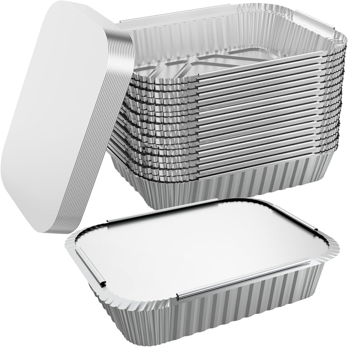 144x Medium Aluminium Foil Container Trays with Lids Bulk Pack - Food/Baking/Roasting Pans (20cm*11cm*5cm)