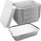 144x Medium Aluminium Foil Container Trays with Lids Bulk Pack - Food/Baking/Roasting Pans (20cm*11cm*5cm)