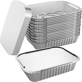 144x Medium Aluminium Foil Container Trays with Lids Bulk Pack - Food/Baking/Roasting Pans (20cm*11cm*5cm)