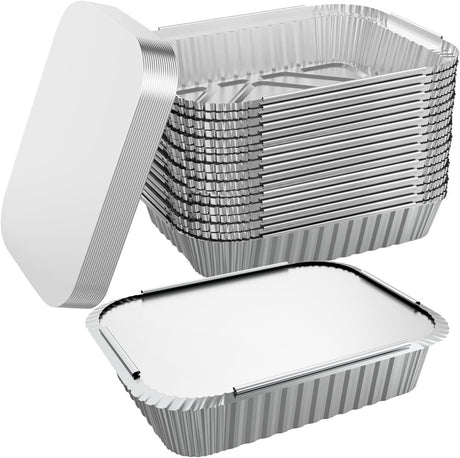 144x Medium Aluminium Foil Containers with Lids (20cm*11cm*5cm)