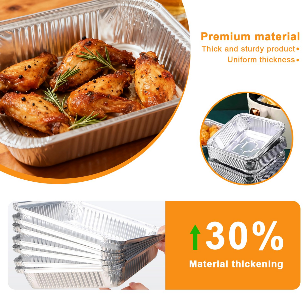 320x Disposable Square Aluminium Foil Baking Trays Bulk Pack - Suits Air Frying (20x20x4.5cm)