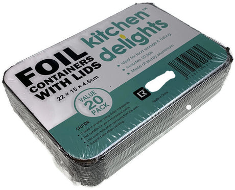 320x Large Aluminium Foil Containers with Lids (22cm*15cm*4.5cm)