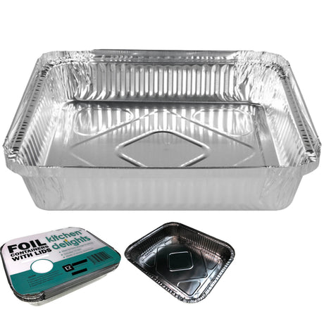 20x Large Aluminium Foil Containers with Lids (22cm*15cm*4.5cm)