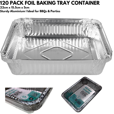 120x Large Aluminium Foil Containers  (22cm*15cm*4.5cm)