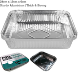 240x Large Aluminium Foil Containers with Lids  (24cm*18cm*6cm)