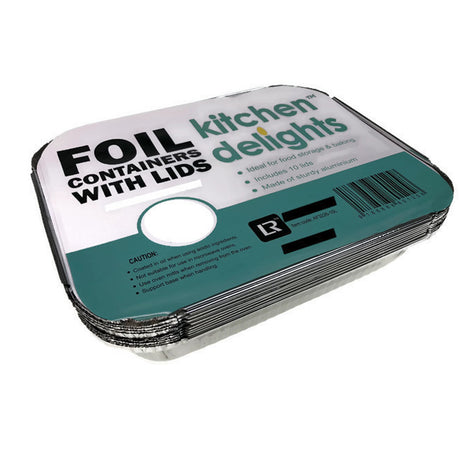96x Large Aluminium Foil Containers with Lids (24cm*18cm*6cm)