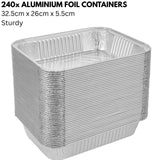 240x Extra Large Aluminium Foil Container Trays Bulk Pack - Food/Baking/Roasting Pans (32.5cm*26cm*5.5cm)