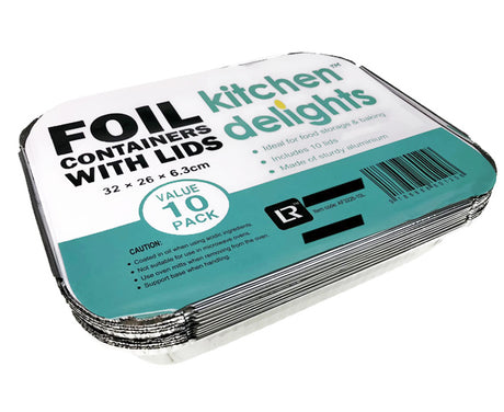 160x Extra Large Aluminium Foil Containers with Lids (32cm*26cm*6.3cm)