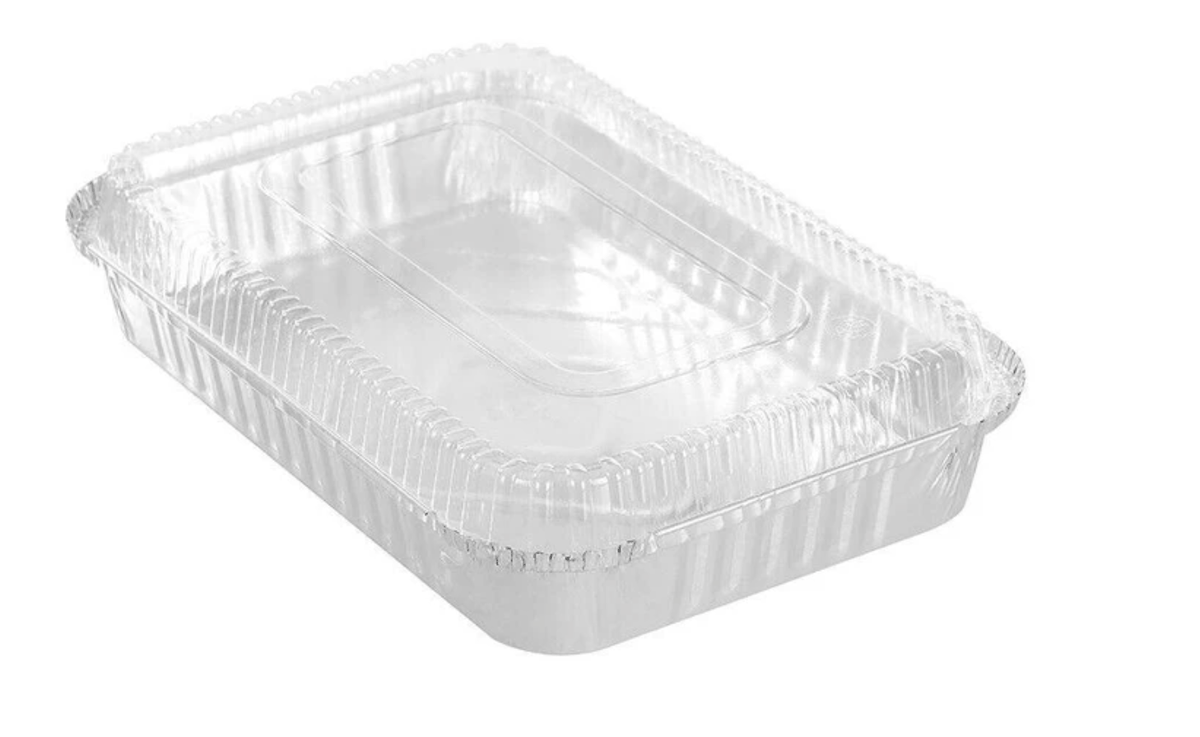 36x Foil Containers with Clear Lids 36x29x7.8cm - Bulk Box