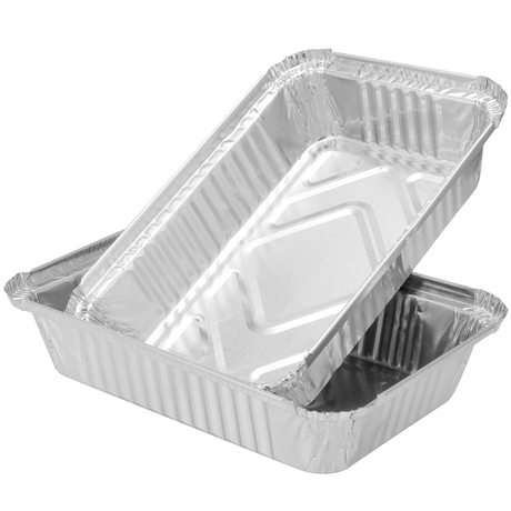 48x Aluminium Disposable Foil Food Container Pans Baking Tray 52x32x8.5cm