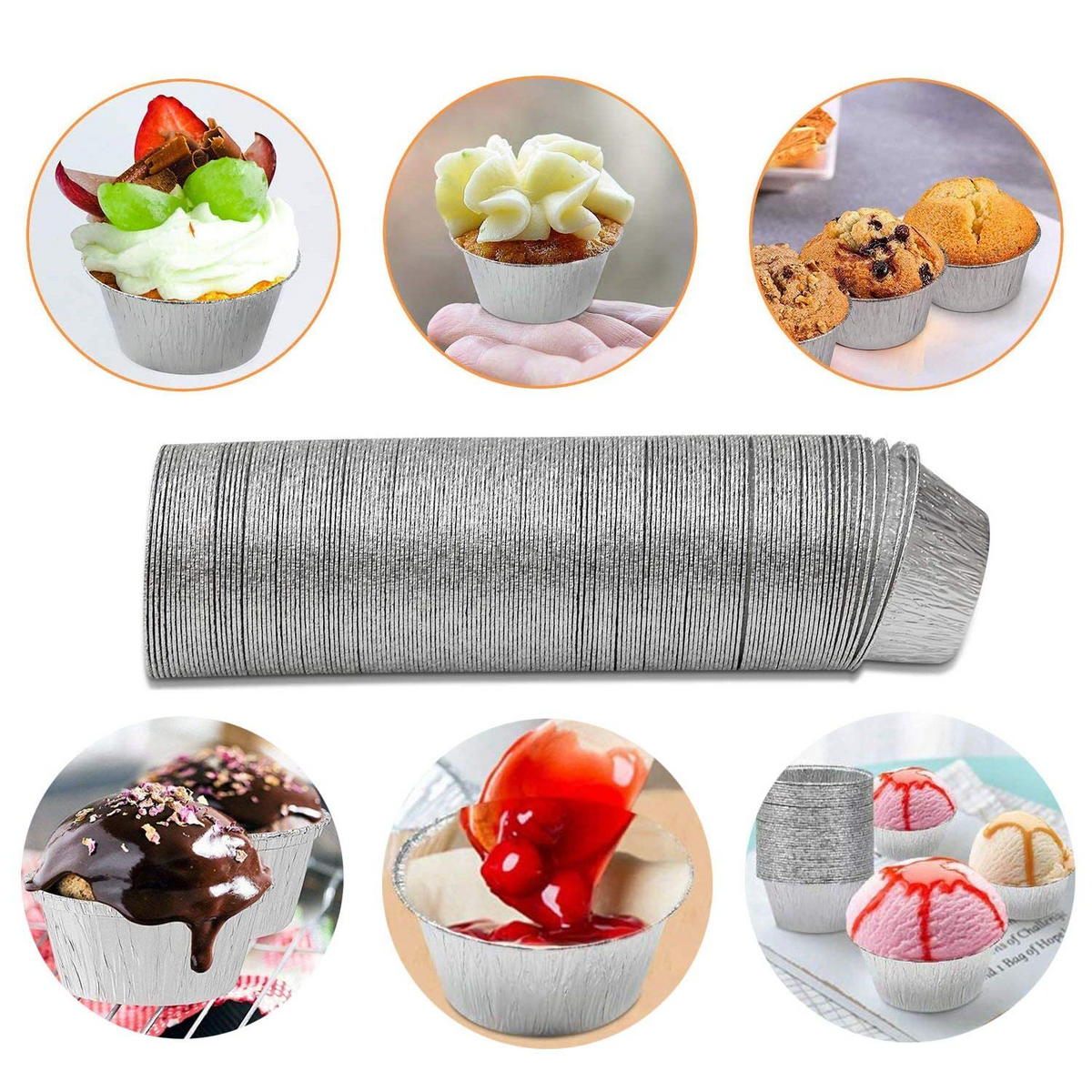 1200x Aluminium Foil Baking Cups 8x3.8cm - Bulk Box (Great for Cupcakes)