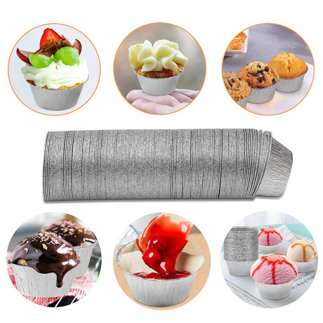 1200x Disposable Round Aluminium Foil Baking Cups Bulk Pack - Cupcakes/Muffins/Pies/Tarts (8x3.8cm)