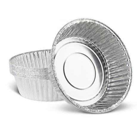 96x Disposable Round Aluminium Foil Baking Trays Bulk Pack - Roasting/Freezing/Reheating (23x7cm)