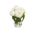 Artificial Peony Floral Arrangement in Glass Vase Table Centrepiece in White
