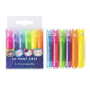 6pcs So Many Cats Scented Mini Highlighter Pens