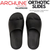 Archline Rebound Orthotic Slides Flip Flop Thongs Slip On Arch Support - Black
