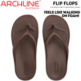 Archline Orthotic Foam Thongs Arch Support Flip Flops Orthopedic Rebound - Brown