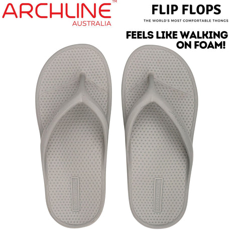 Archline Orthotic Foam Thongs Arch Support Flip Flops Orthopedic Rebound - Grey