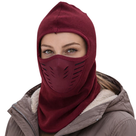 Thermal Fleece Balaclava Face Mask - Burgundy (Ski Neck Warmer)