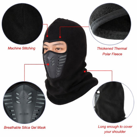 Thermal Fleece Balaclava Face Mask - Burgundy (Ski Neck Warmer)
