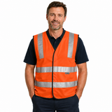AIW 3M Reflective Tape Hi Vis Safety VEST - Orange (Night & Day Workwear)