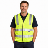 AIW 3M Reflective Tape Hi Vis Safety VEST - Yellow (Night & Day Workwear)